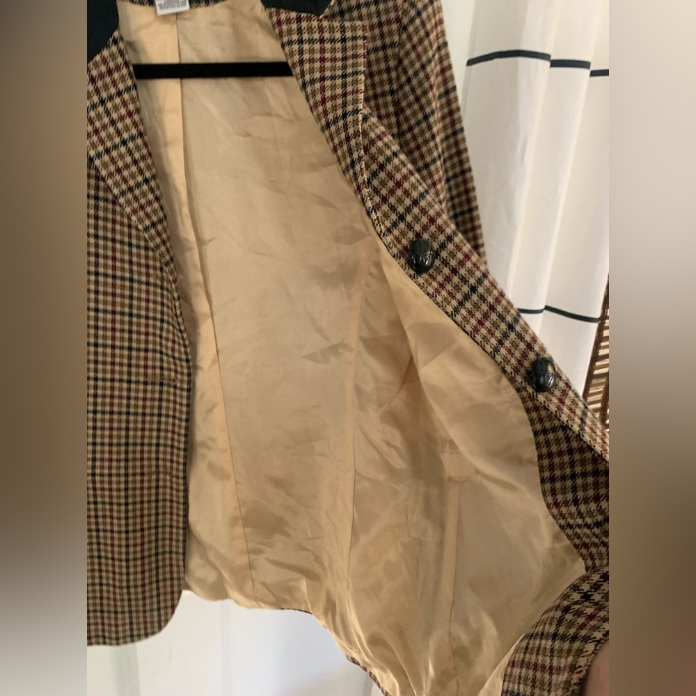 Talbots Petites Oversized Vintage Wool Houndstooth Blazer Size 4P Made in USA - Picture 7 of 12